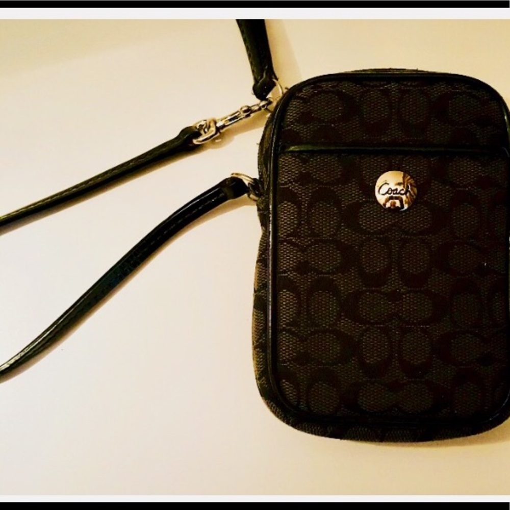 Coach black signature authentic camera case